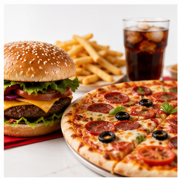 Menu burger et pizza en promotion